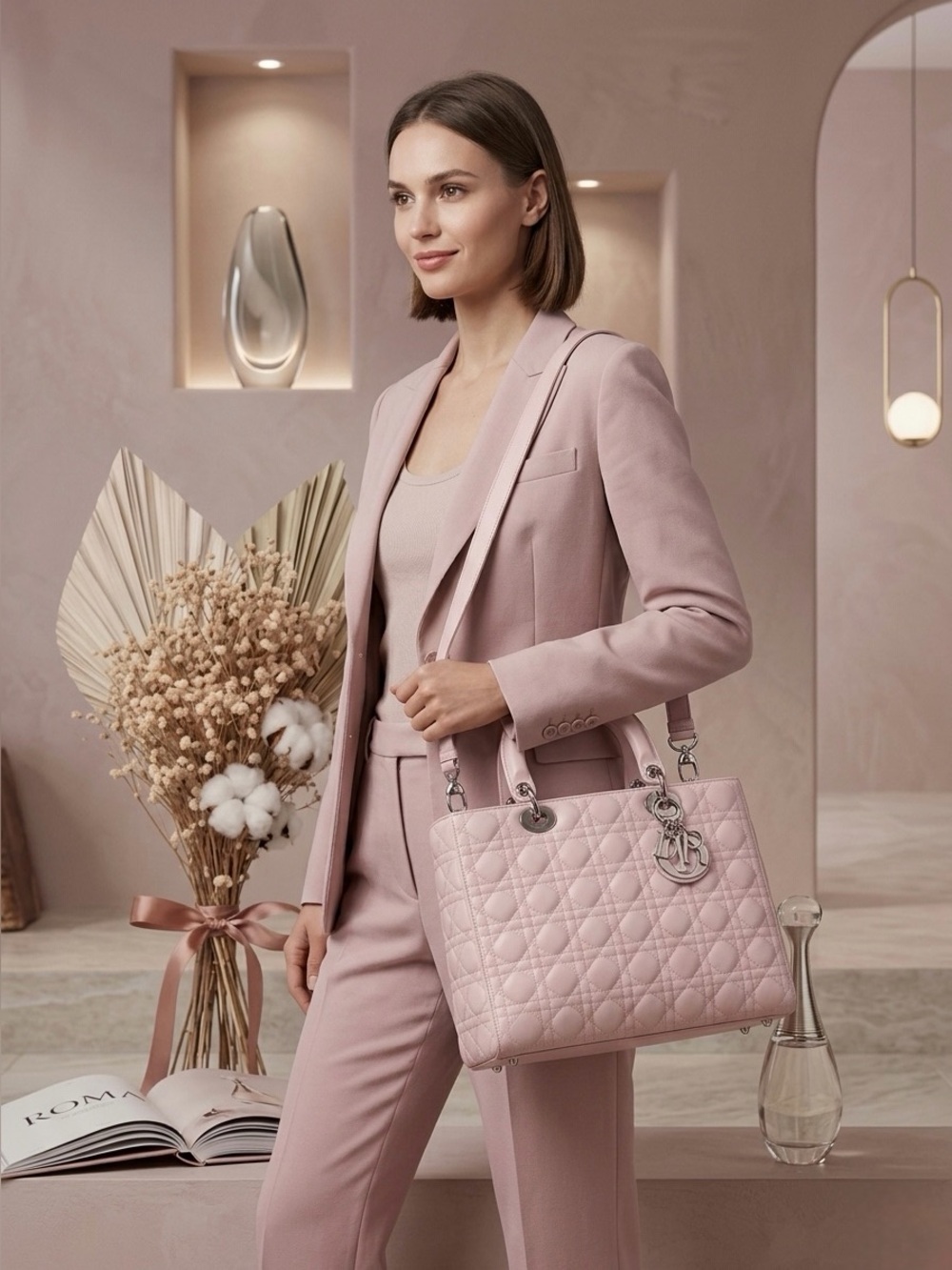 Christian Dior Lady Dior Blush Quilted Satchel -FREE COA - Picture 7 of 7